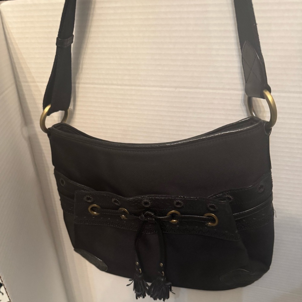 Cole Haan Black  Bucket / Shoulder Bag, leather and canvas new without tags
